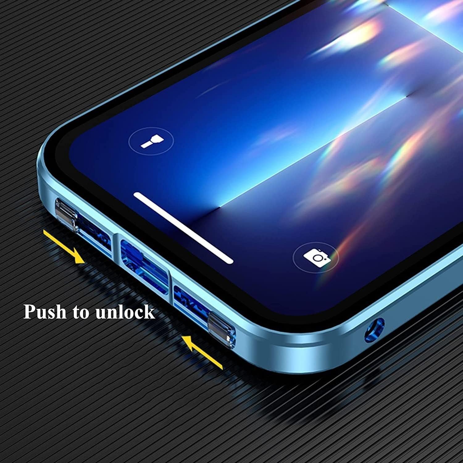 GUMMMY Double-Sided Buckle Case for iPhone 13 Pro Max/13 Pro/13, Bumper Case with Camera Lens Screen Protector Full Body Protection Metal Frame Clear Glass Cover (Color : Silver, Size : 13 6.1")