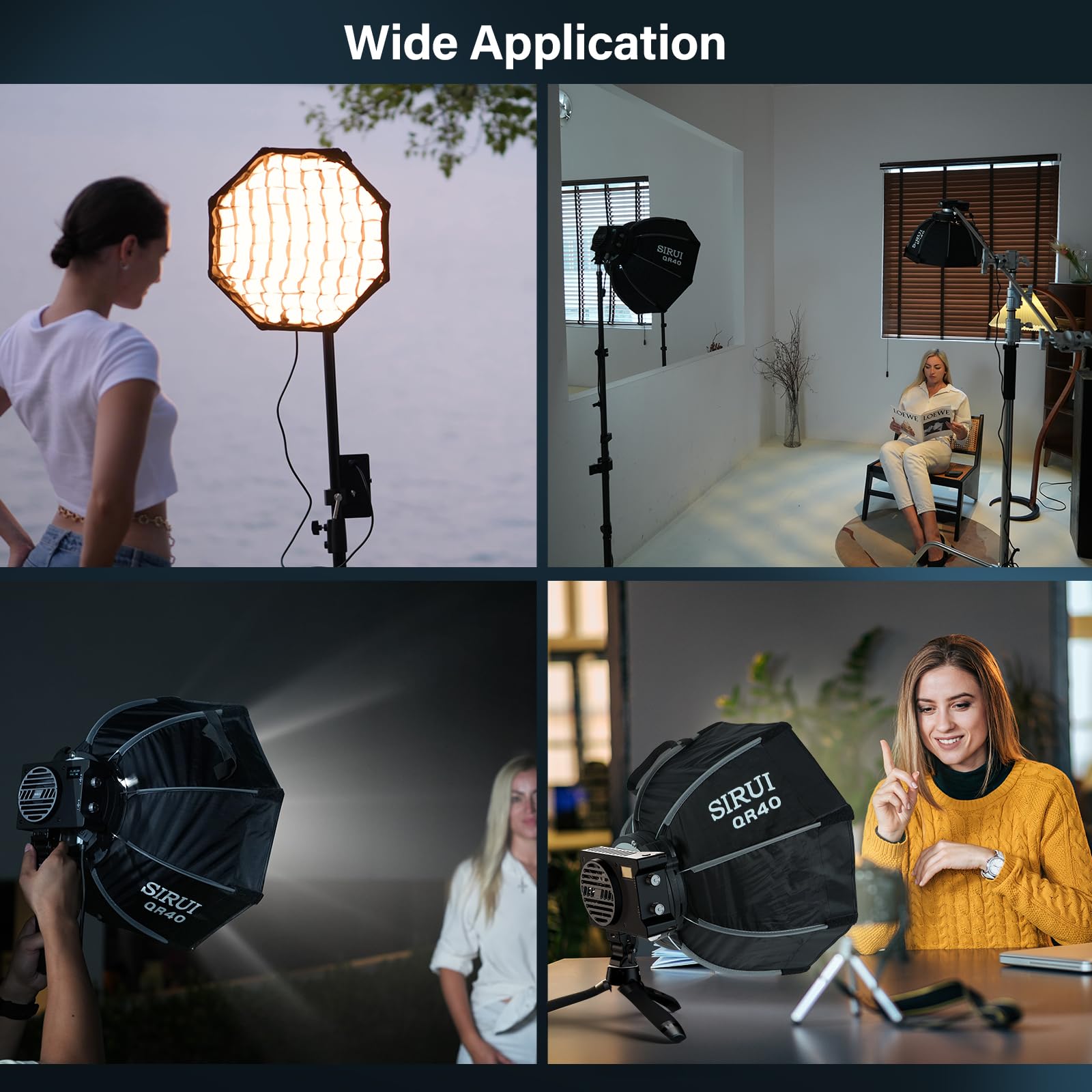 SIRUI 40cm Mini Softbox mit Schneller Aufbau, Faltbar, Mit Diffusor und Gitter, Schnellverschluss für Video Dauerlicht, Kompatibel mit C150X-Serie und QR40