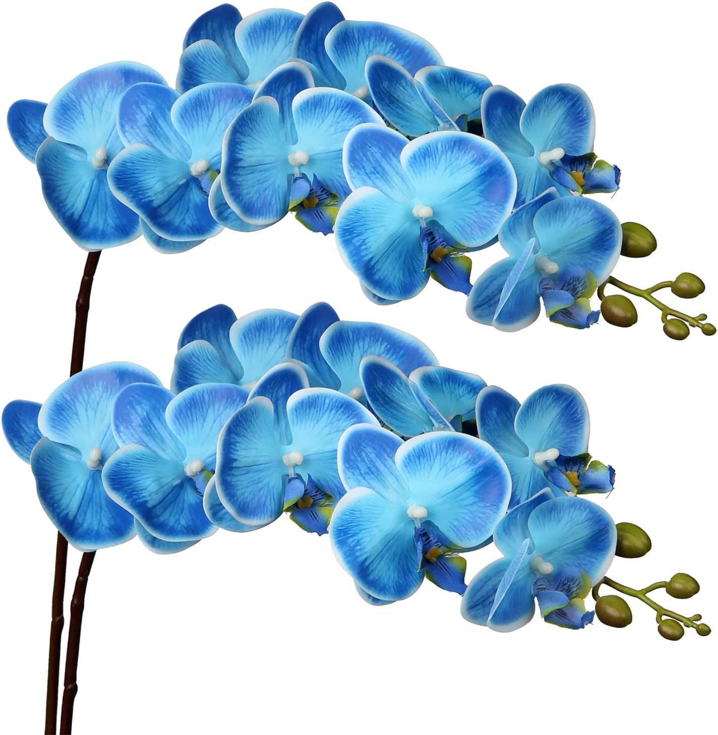 DILATATA Blue Real Touch Orchid 9 Blooms, 36'' Tall Artificial Plant for Home Decor, Office