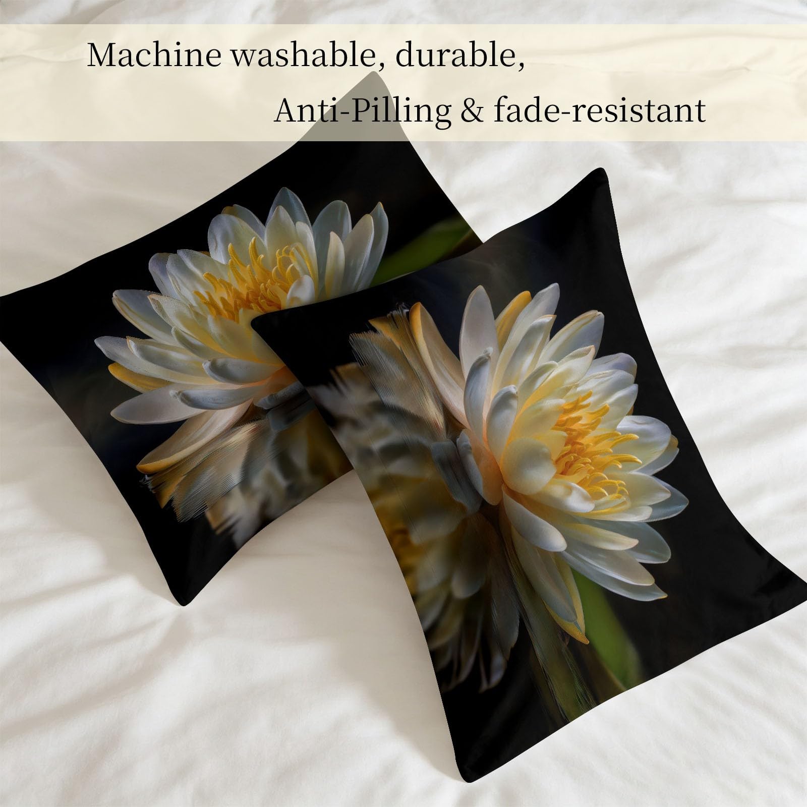 Piumino 135 x 200 cm, 4 stagioni, superficie dell'acqua di loto, petali, caldo, delicato sulla pelle, per tutto l'anno, 135 x 200 cm, per fotografia, senza rivestimento, lavabile, con 2 federe