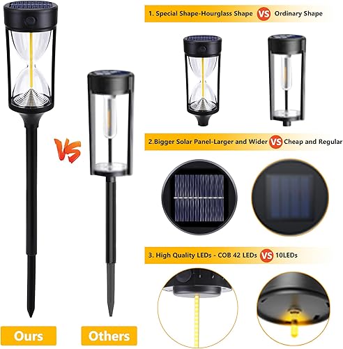 Vista 5 de Toodour Luces solares para caminos al aire libre, paquete de 4 luces solares únicas con 4 modos, luz impermeable de encendido/apagado automático