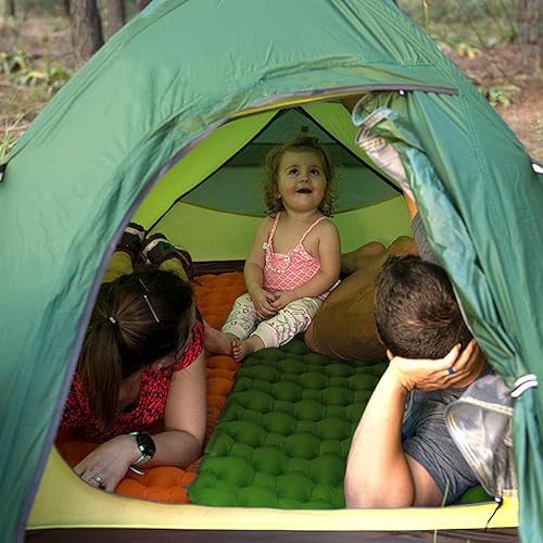 Miniatura 4 de Colchoneta de dormir inflable para campamento, colchoneta de dormir con almohada de 77 x 24 pulgadas, alfombrilla de dormir ultraligera con bomba de