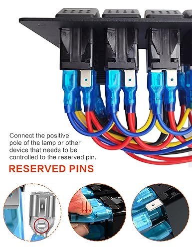 Miniatura 3 de AMOMD Panel de interruptor basculante de aluminio con patrón de bandera estadounidense Interruptor de palanca de encendido y apagado 6P, cargador