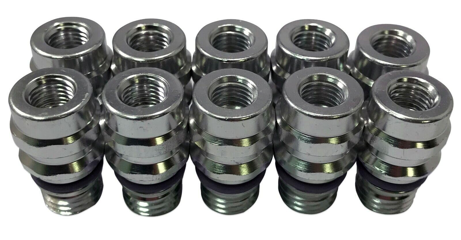 OE Style High Side Port Adapter R-134a A/C Service Schrader Valve Primary Seal Fitting W/Replaceable Valve Cores - Made in USA (100 Pack)
