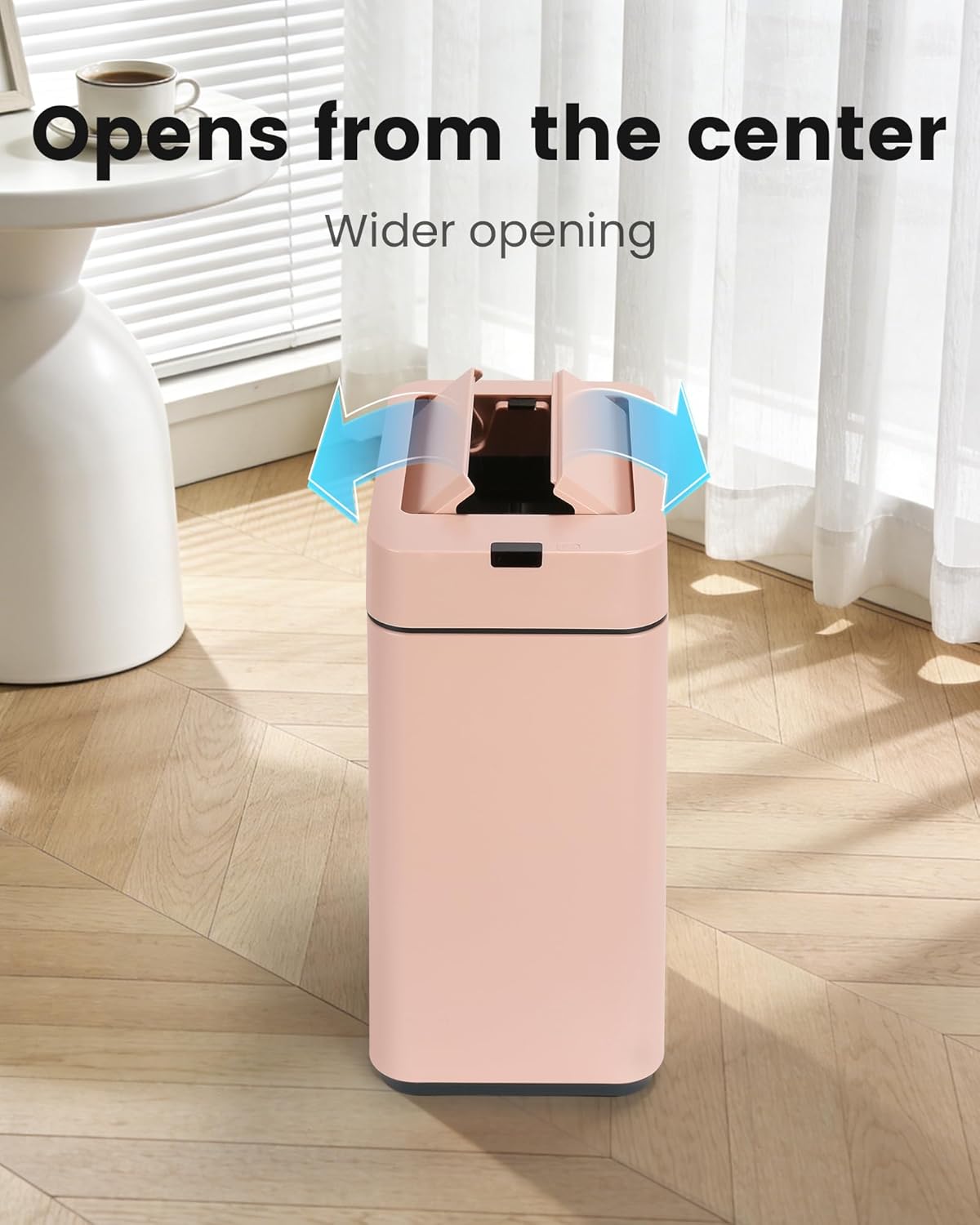 ELPHECO Bathroom Trash Can with Lid 2.6 Gallon Smart Trash Can Slim Motion Sensor Garbage Can Automatic Stainless Steel Wastebasket Bathroom Decor for Bedroom Office Toilet Pink