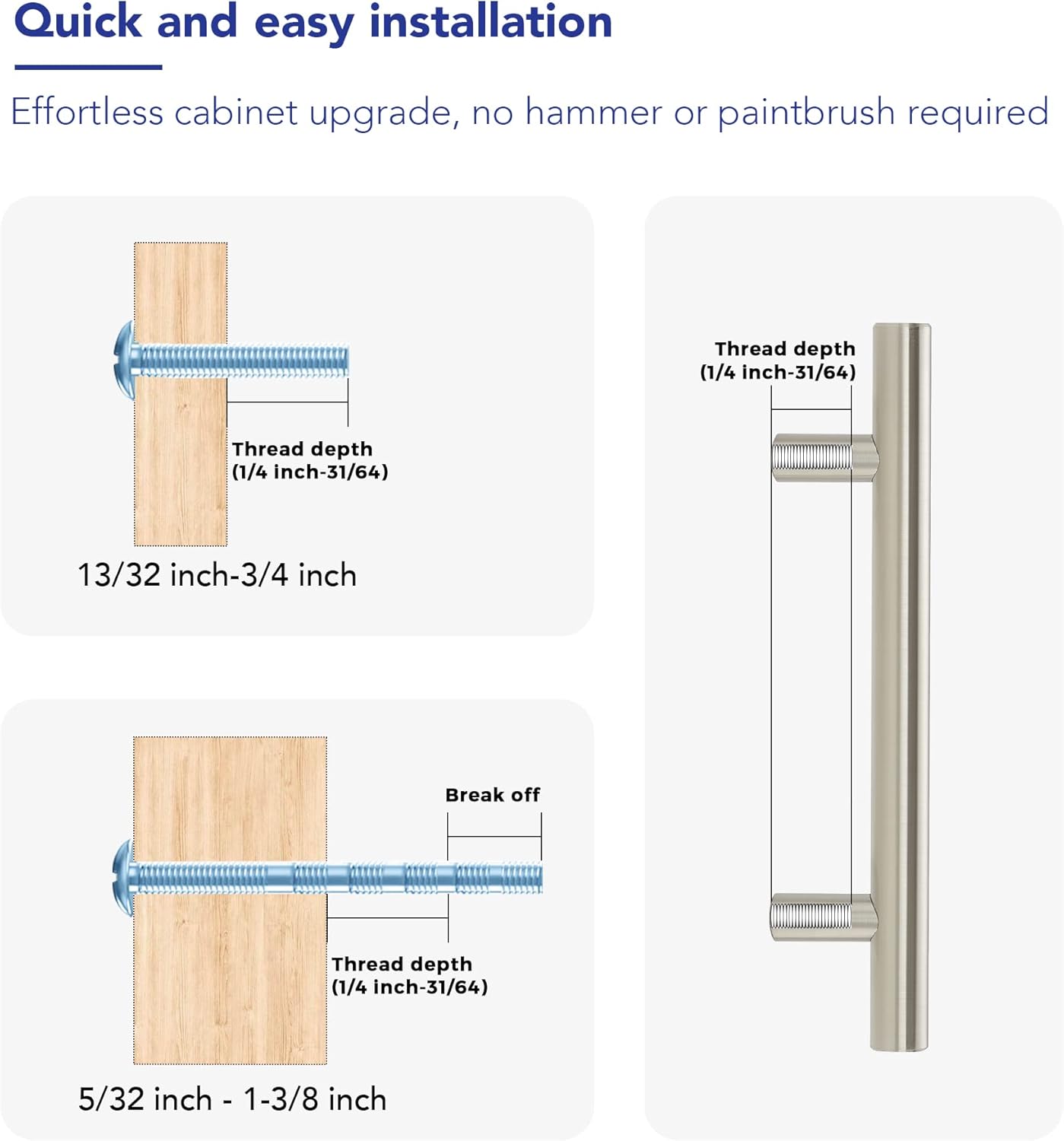 10 Pack Cabinet Handles with 3.75 Inch (96mm) Hole Center Brushed Nickel Cabinet Pulls Stainless Steel Drawer Pulls, Kitchen Knobs for Dresser Drawer, 6 Inch Overall Length