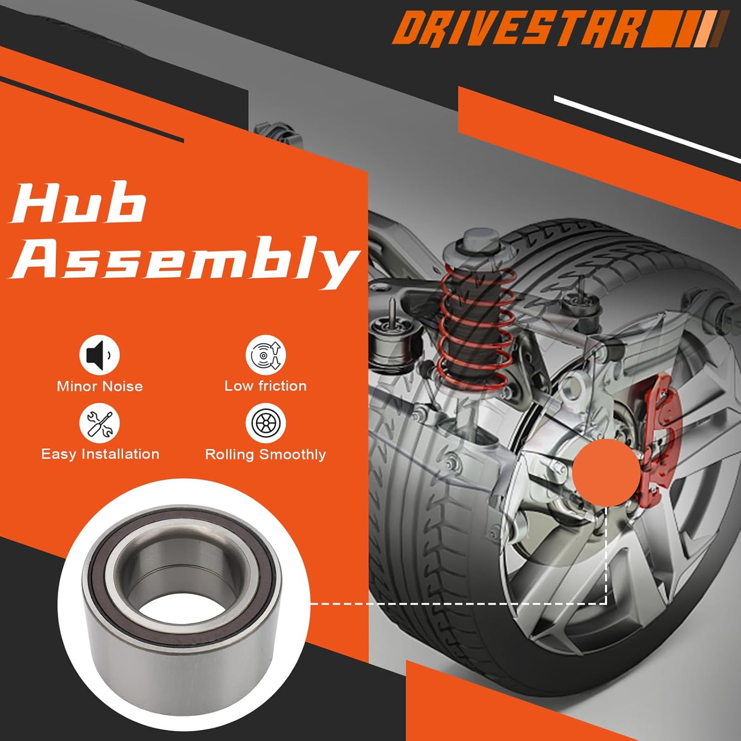 DRIVESTAR 510108 Front Wheel Hub Bearing fit for Mercedes Benz C300, CL550, CLS550, CLS63 AMG, CLS63 AMG S, E350, E400, E550, GLK250, GLK350, S350, S550