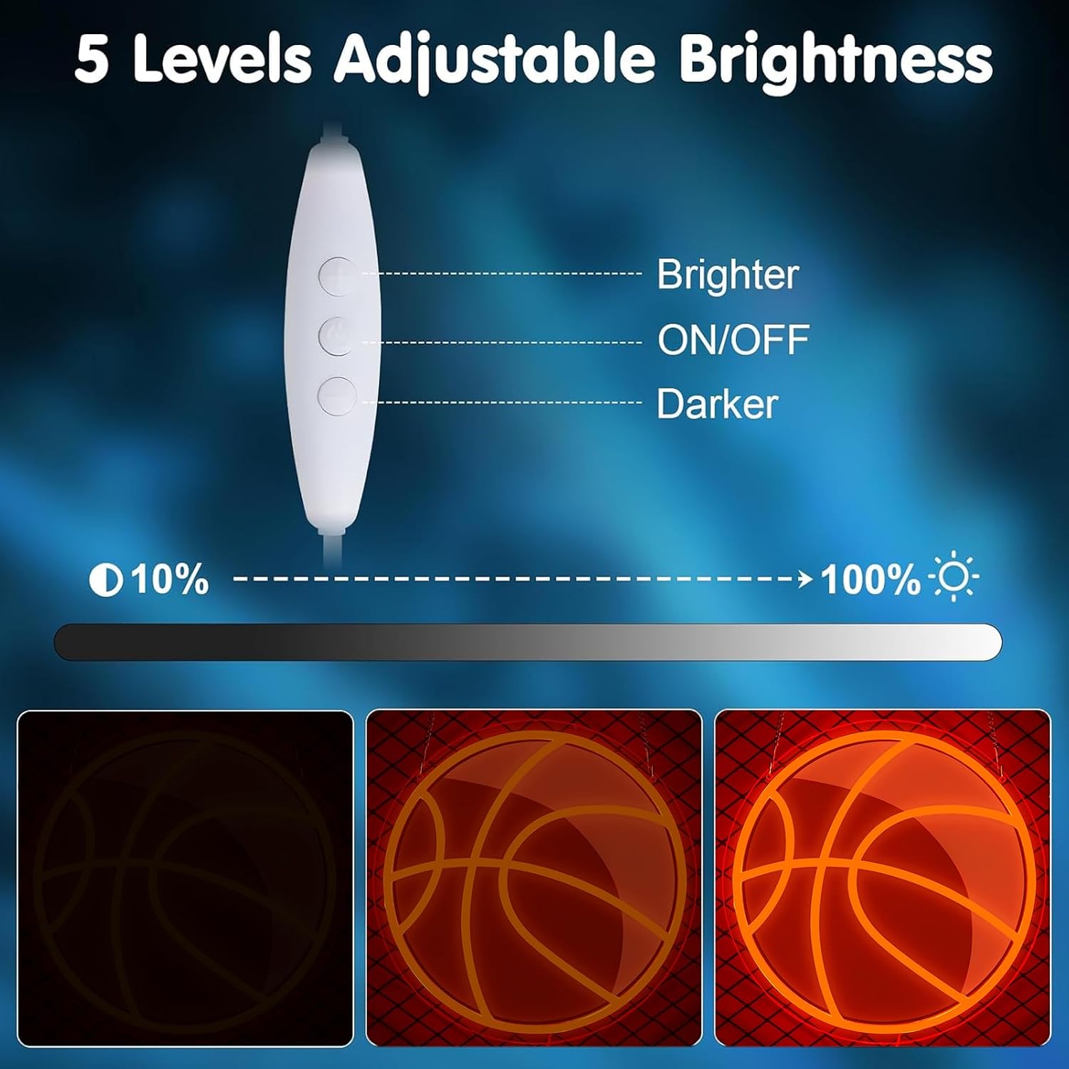 Basketball Neon Sign for Wall Decor, UV Printed Basketball Neon Light, Dimmable Sports LED Sign for Bedroom, Man Cave, Dorm, Game Room, Birthday Party Decoration，Gifts for Teen Boys