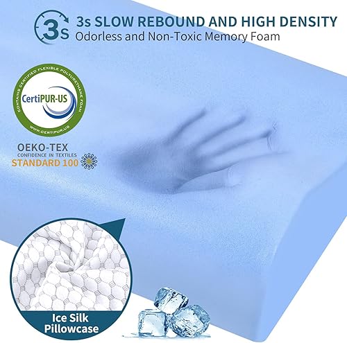 Miniatura 5 de Almohada cervical para el cuello para aliviar el dolor, almohadas ergonómicas de espuma viscoelástica de contorno, almohada refrescante para dormir,