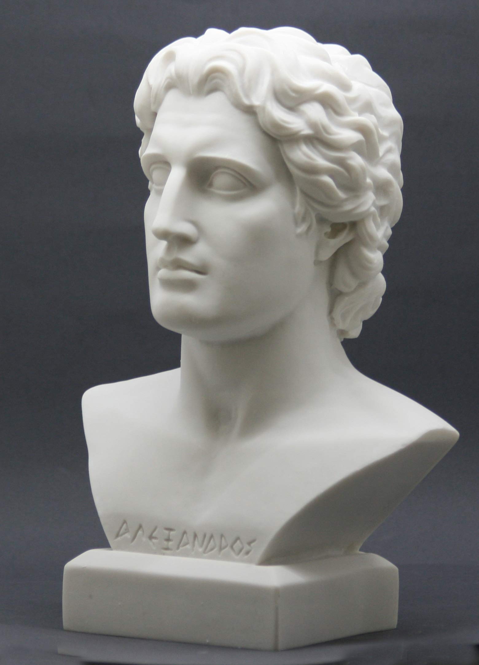 Alexander The Great Head Büste griechische Statue aus gegossenem Marmor, Skulptur 28 cm