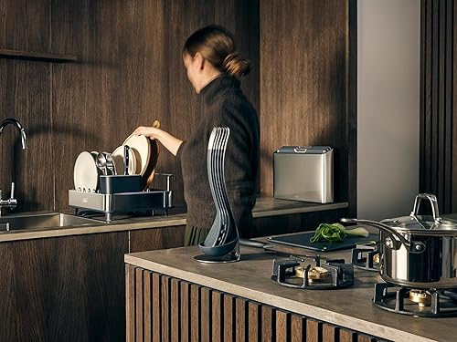 Miniatura 7 de Joseph Joseph Escurridor de cubiertos y boquilla de drenaje extensible de acero inoxidable de doble pieza antiarañazos y movible tamaño único color