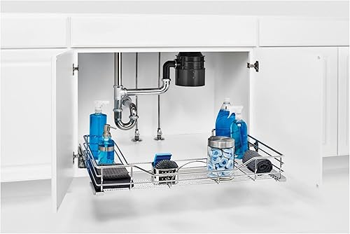 Miniatura 6 de Rev-A-Shelf Organizador extraíble en forma de U para debajo del fregadero con cierre suave, estándar, cromado