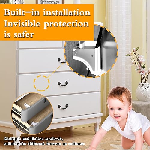 Miniatura 7 de Cerraduras magnéticas para gabinete para seguridad infantil, cerraduras de cajones a prueba de bebés, cerraduras magnéticas de seguridad para