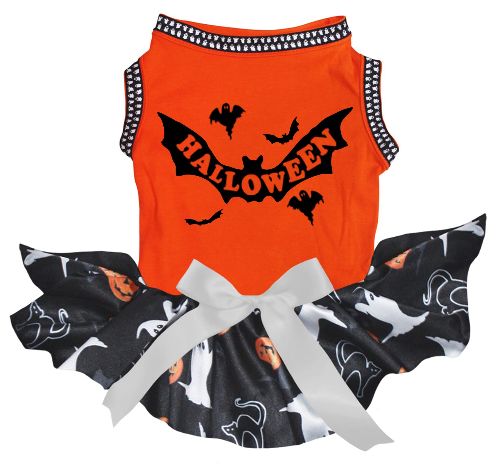 Robe d'Halloween chauve-souris pour chien de taille L vêtement orange