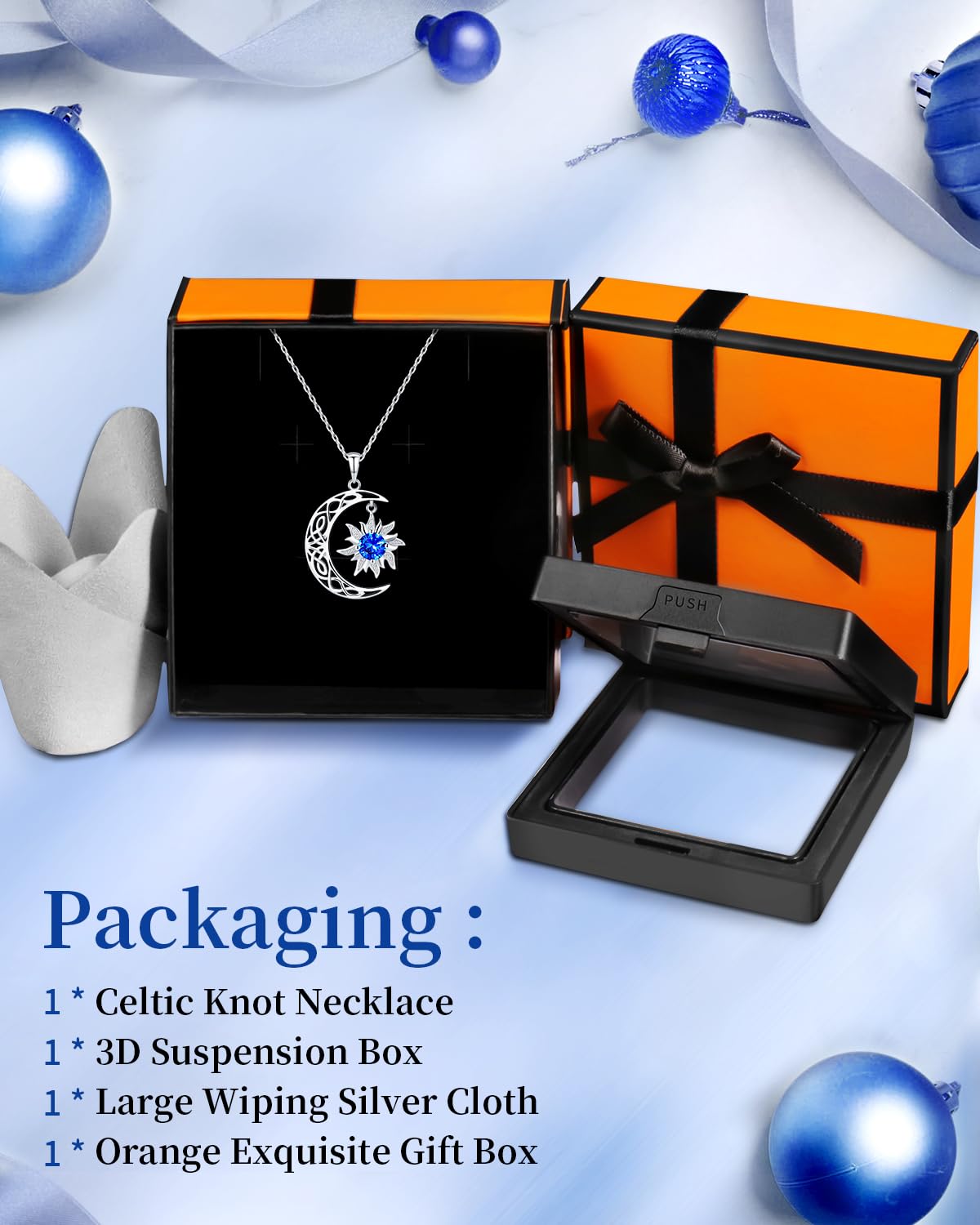 BDL Sun and Moon Couple Necklace - Birthstone Necklaces Symbol of Harmony in 925 Sterling Silver,Unique Gift for Her or Him - Eternal Love Connection: Sept. Sun Moon