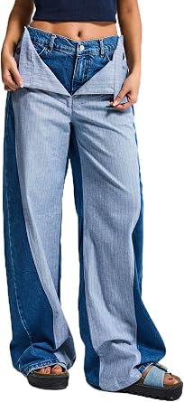 Its basic Kad n Palazzo Fit  ift Kemer Detayl  Denim Jean Rengi