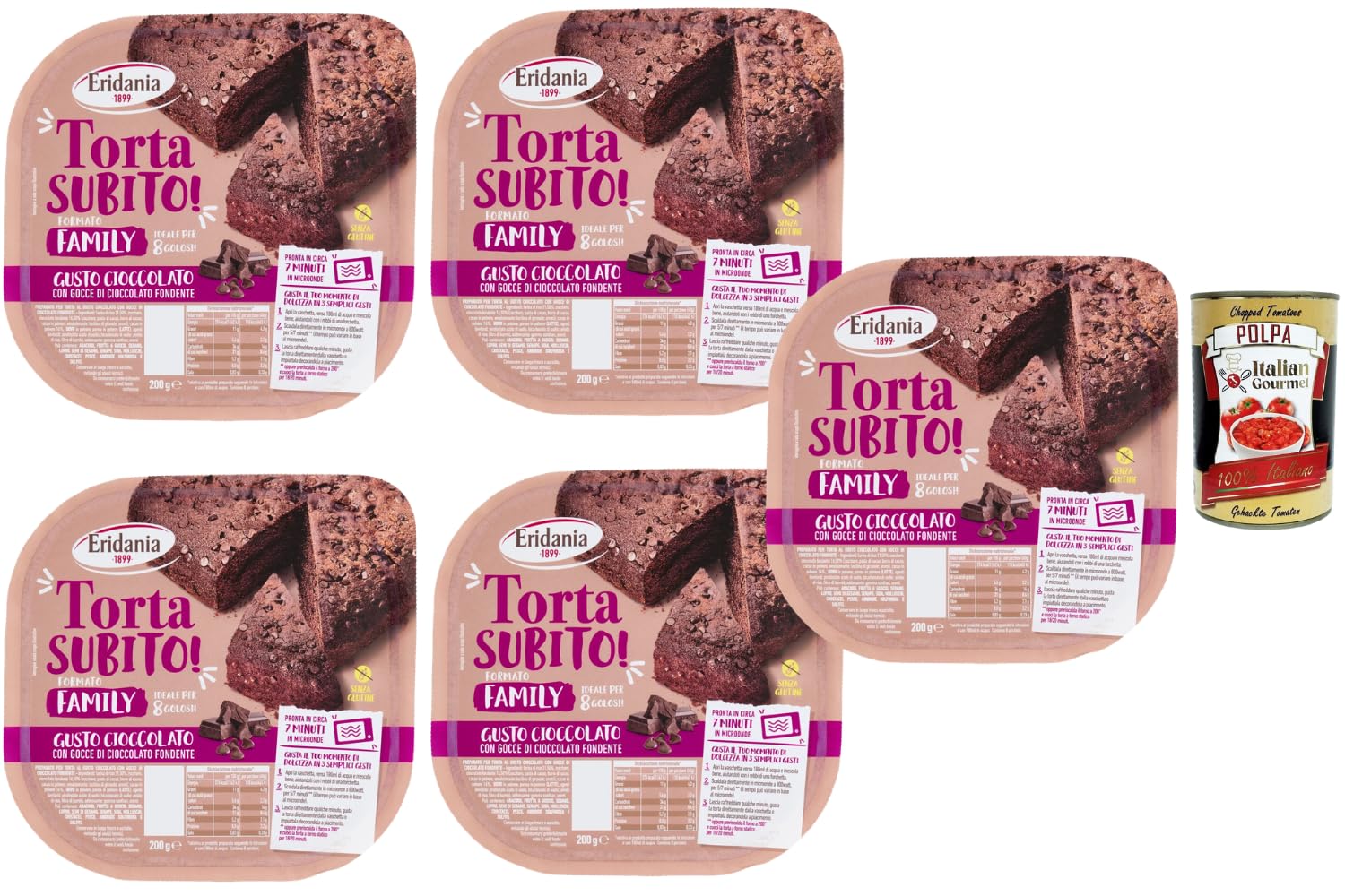 Italian Gourmet Eridania Schokoladenkuchen Mix 5x200g Glutenfrei + polpa