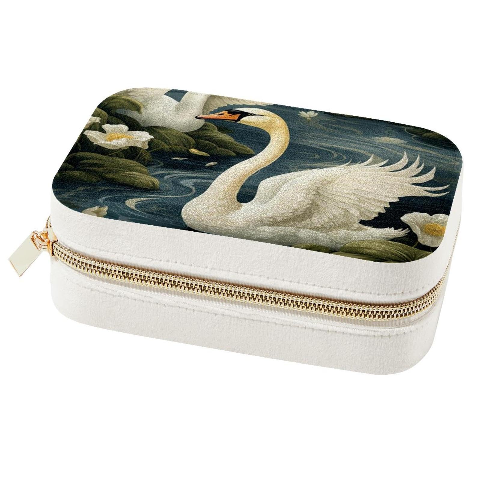 Boîte à bijoux portable Swan in the Lake écrin luxe finition velours