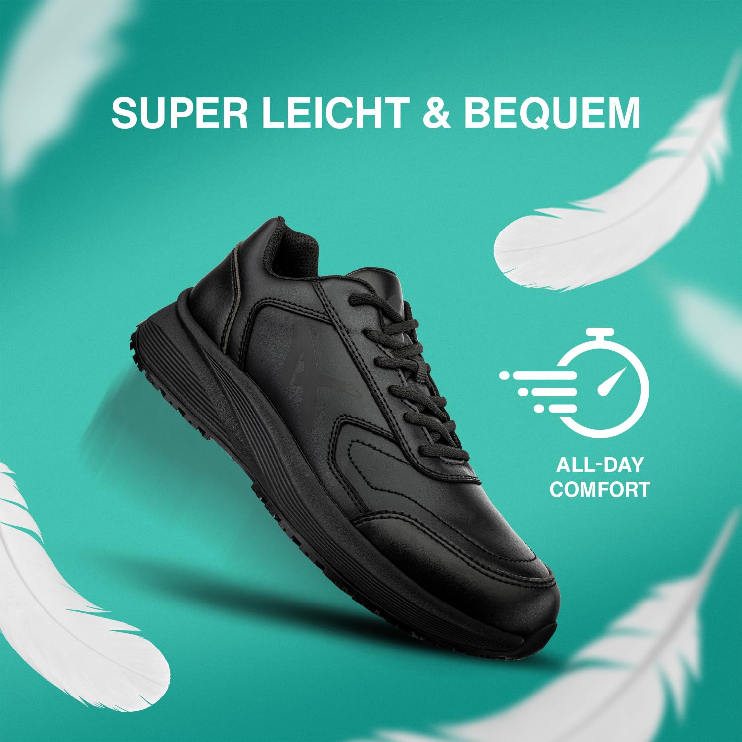 ALBATROS Vibe - Zapatillas de trabajo antideslizantes O2 para hombre y mujer, muy ligeras, antideslizantes, ideales para el trabajo, color negro