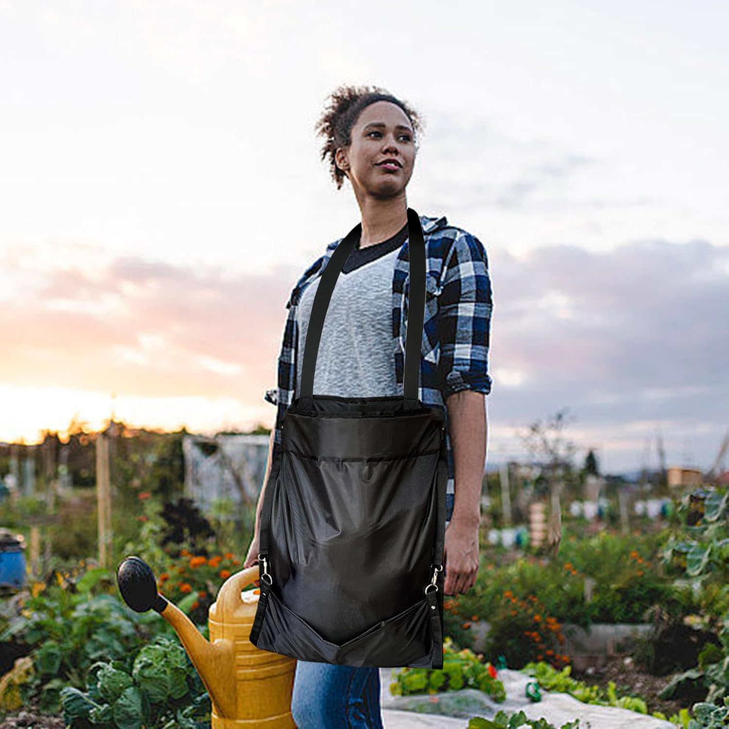 Harvesting Apron - Waterproof Storage - Adjustable Garden Apron with Pockets | for Foraging Orchard Farm Nut Gathering Garden Picnic Outdoor Collecting