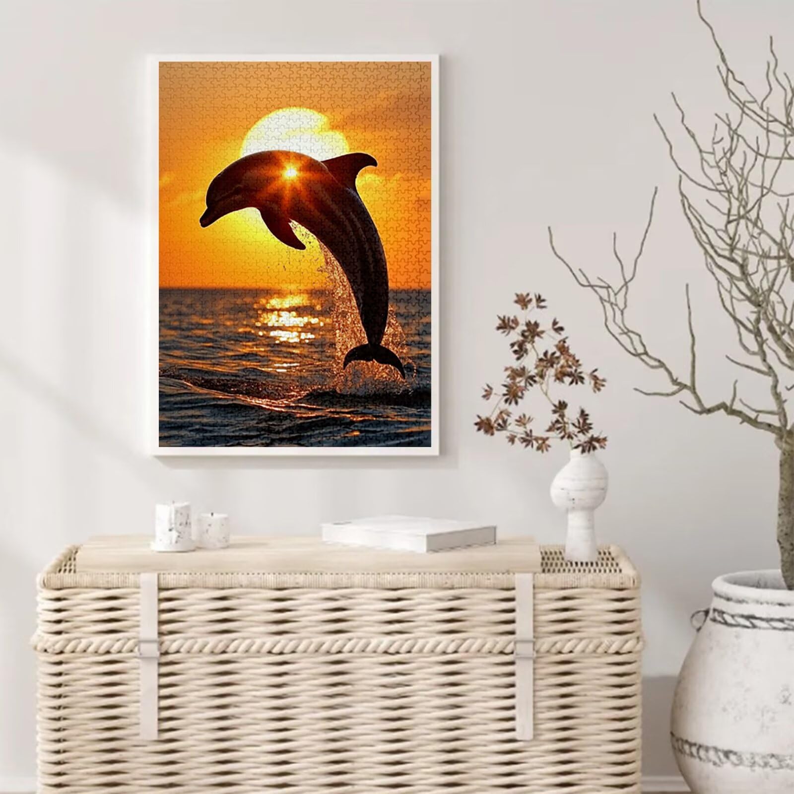 Delfin Puzzle 2000 sztuk dla dorosłych, puzzle wzór słońca, Jigsaw dla dorosłych, 5D DIY rzemiosło rodzinne zajęcia z opakowaniem na prezent, dekoracja ścienna do domu, prezent 100 x 70 cm, model952