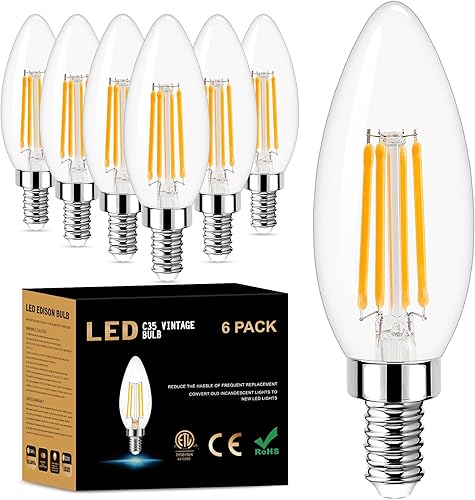 Miniatura 1 de Bombilla LED de candelabro regulable equivalente a 40 W, bombillas de araña E12 blanco cálido 3000 K, 400 LM, CRI 85+, bombilla B11 tipo B para