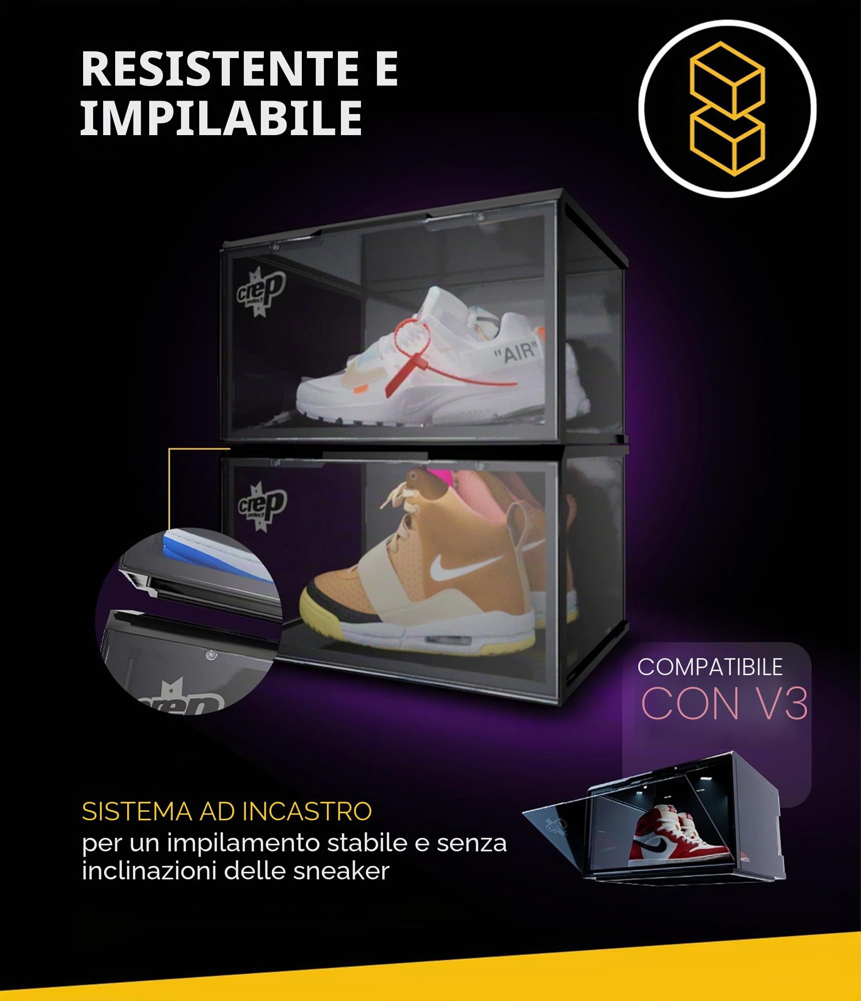 Crep Protect Scatola per scarpe - Ultime casse di stoccaggio per sneaker 2.0 - Organizer per scarpe (2 casse per confezione)