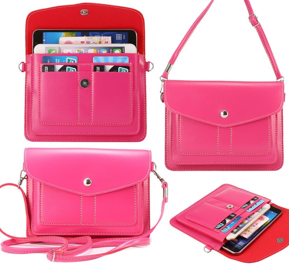 iPhone 6s Plus Case, S6 Edge Case, Harryshell(TM)Cross – Body Multifunctional Purse Pouch Bag with Shoulder Strap for iPhone, Samsung Galaxy, ZTE ZMAX, HTC 626, 526, LG G4, LG Vista Pink