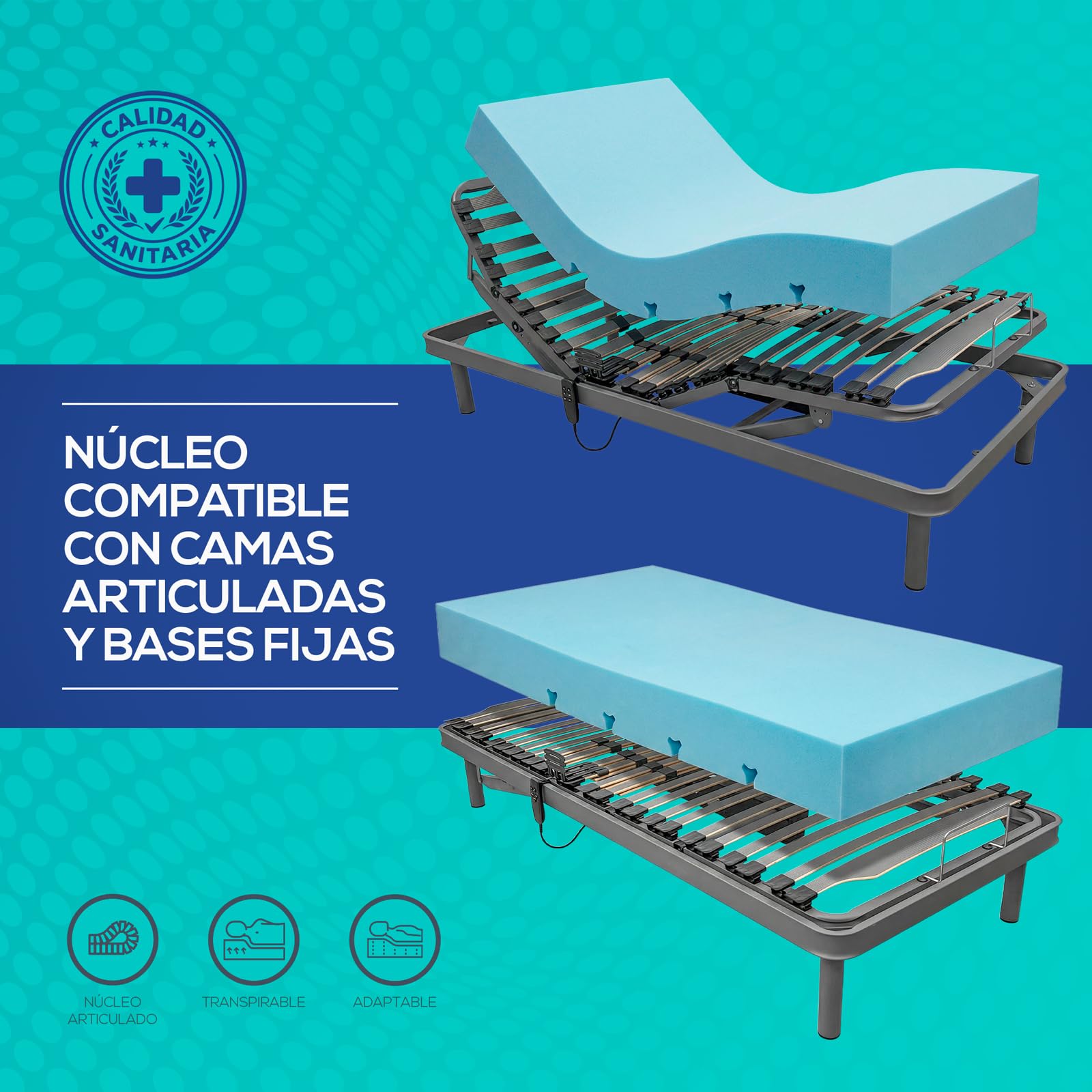 Duérmete Online - Materasso sanitario ad alta resilienza HR Ignifugo, rivestimento impermeabile, igienico e durevole, 80 x 190 cm