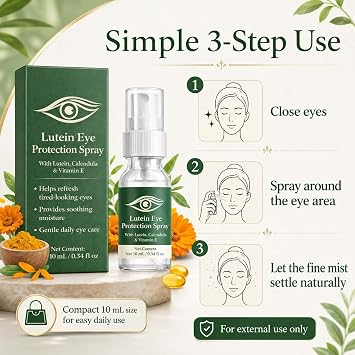 Lutein Eye Spray, Refreshing Eye Care Mist with Lutein & Vitamin E, Lightweight Hydrating Spray for Daily Comfort. (1)