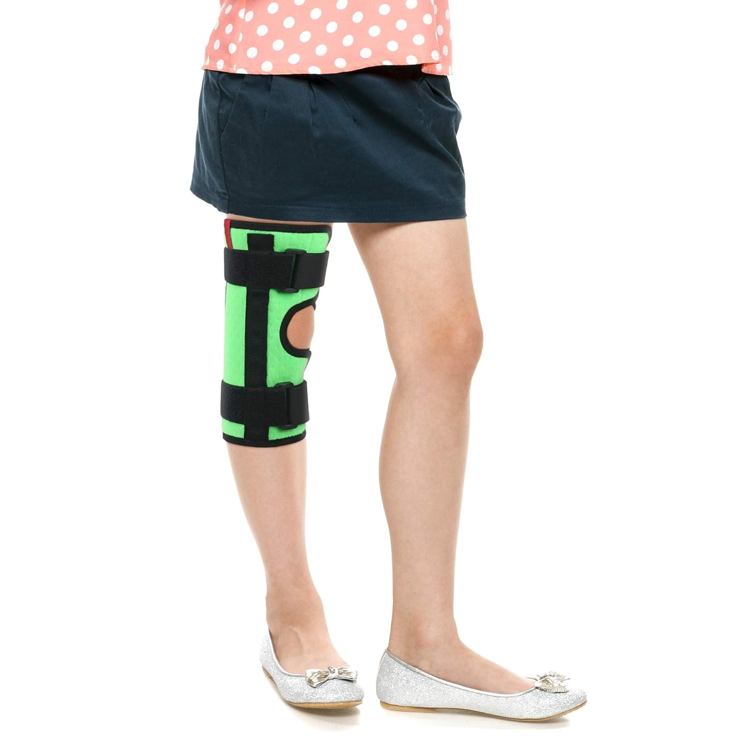 ORTONYX 10" Kids Knee Immobilizer Pediatric Brace - Breathable and Lightweight - Straight Leg Support - Knee Splint for Child / ACJB2117GN-1
