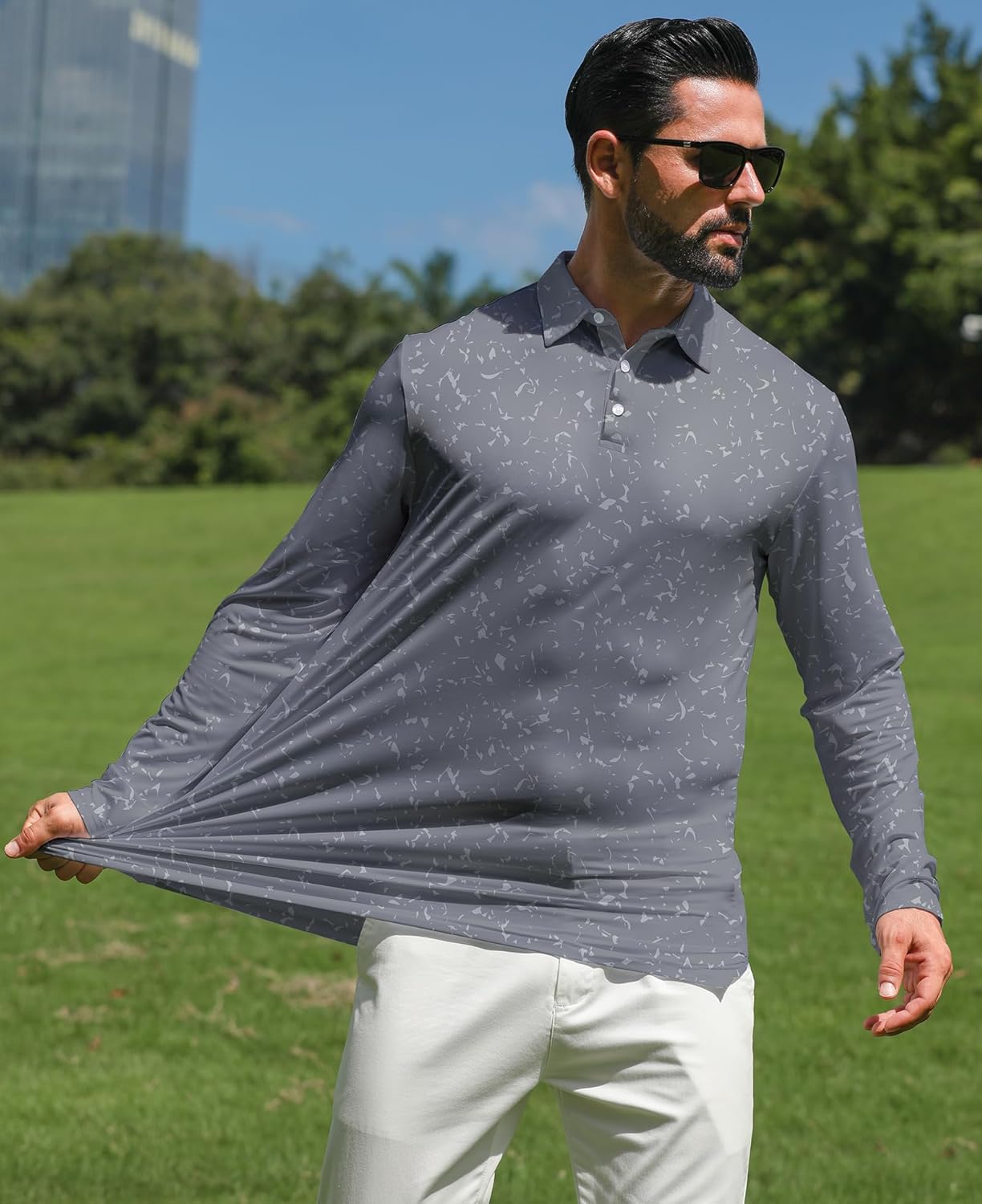 zeetoo Long Sleeve Polo Shirts for Men Golf Polo Collared Shirts Performance Athletic Casual Golf Shirts - Image 3