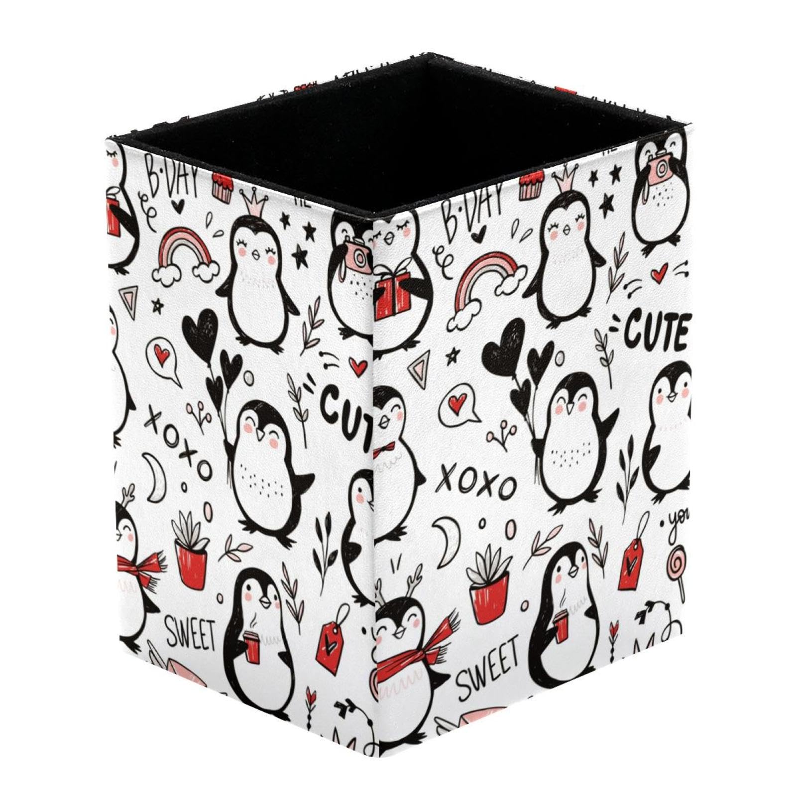 VAPOKF Pencil Holders for Desk, Cute Penguin Prints Pen Holders Pen Pot Makeup Brushes Storage Desktop Stationary Supplies Organiser for Home Office