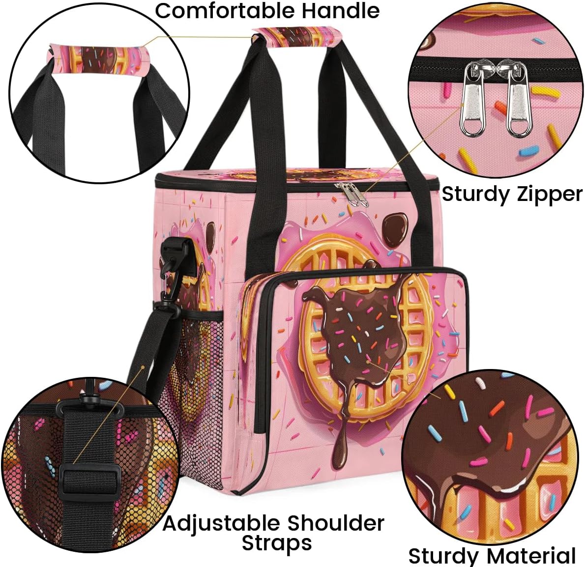 Travel Coffee Maker Carrying Bag Compatible with K-Mini or K-Mini Plus, Waffles Pink Single Cup Coffee Maker Travel Bag Portable Storage Bag with Shoulder Strap