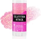 Mysense Mysense Pink Body Glitter Stick, Singer Concert Outfit Face Glitter Makeup, Festival Rave Pride Accessories, Hair Glitter Gel for Kids Women, Sparkling Mermaid Sequin Chunky Glitter Face Paint, 0.56oz