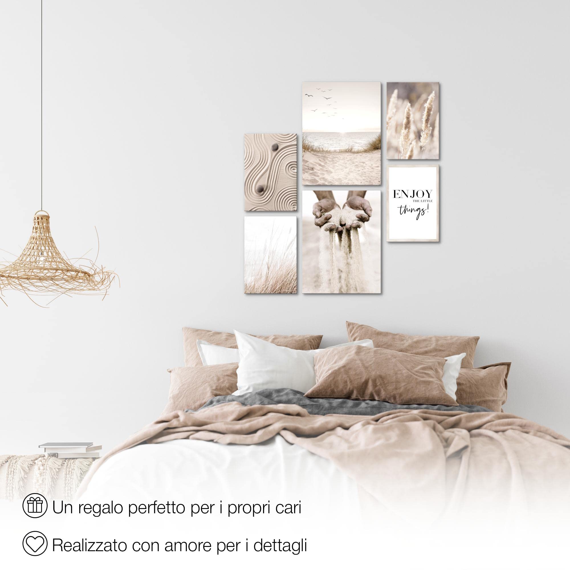 Set di 3 quadri su tela con erba della pampa, moderni, stile boho, beige, pampas selvatici, decorazione per la casa, per soggiorno, camera da letto, corridoio, senza cornice (stile 8,40 x 60