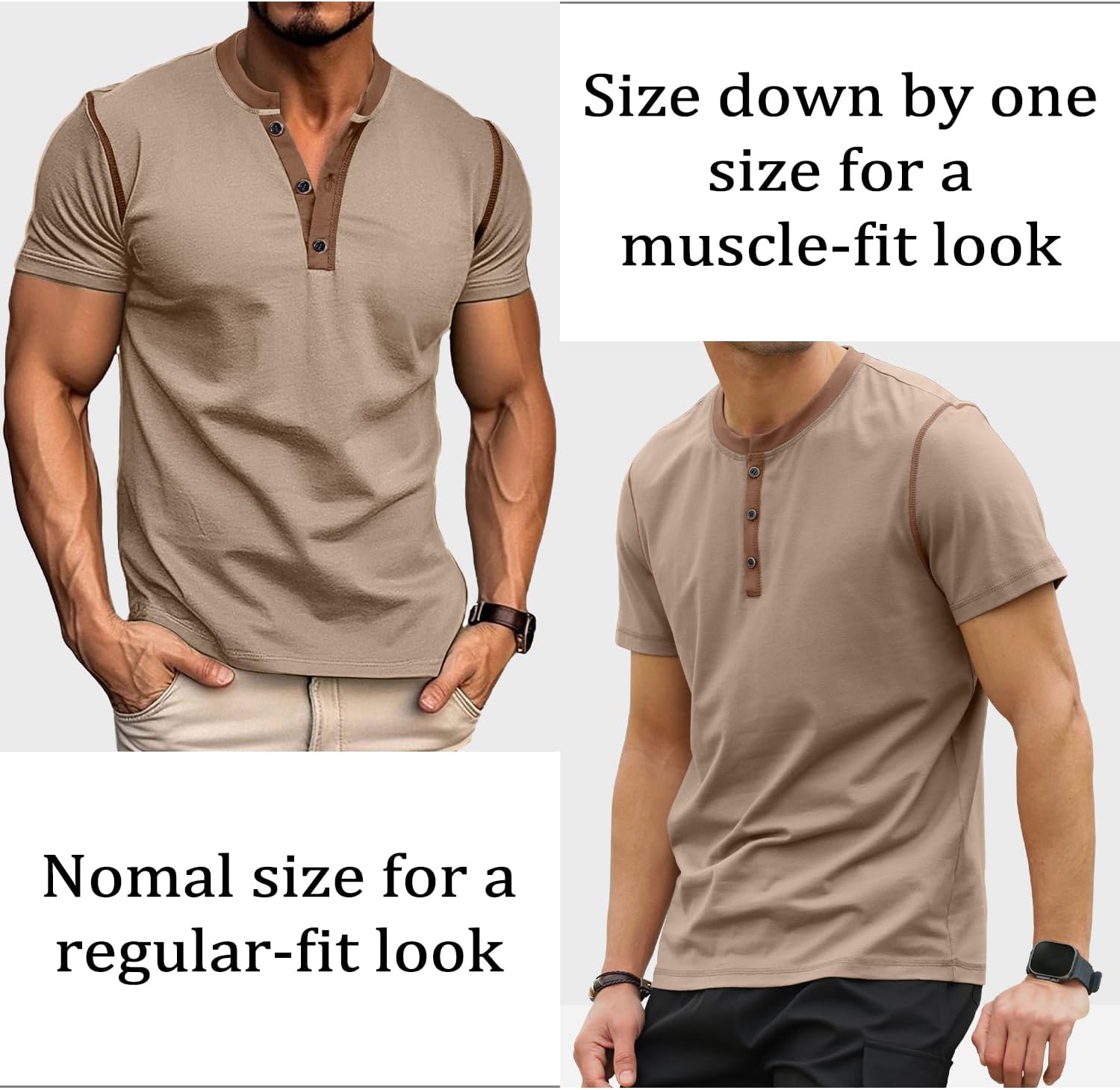 HOTake Men's Henley Shirts Short Sleeve Fitted Cotton Muscle T-Shirt with Button - Image 7