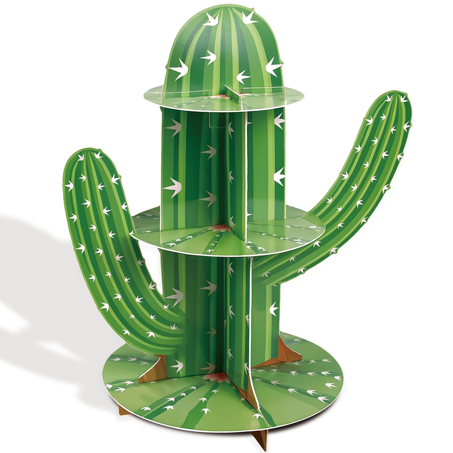 KARAQY 3 Tier Cactus Cupcake Stand, Green Cactus Shape Cupcake, Mexican Fiesta Party Decorations for Cielito Lindo Day of The Dead Cinco De Mayo Party Supplies