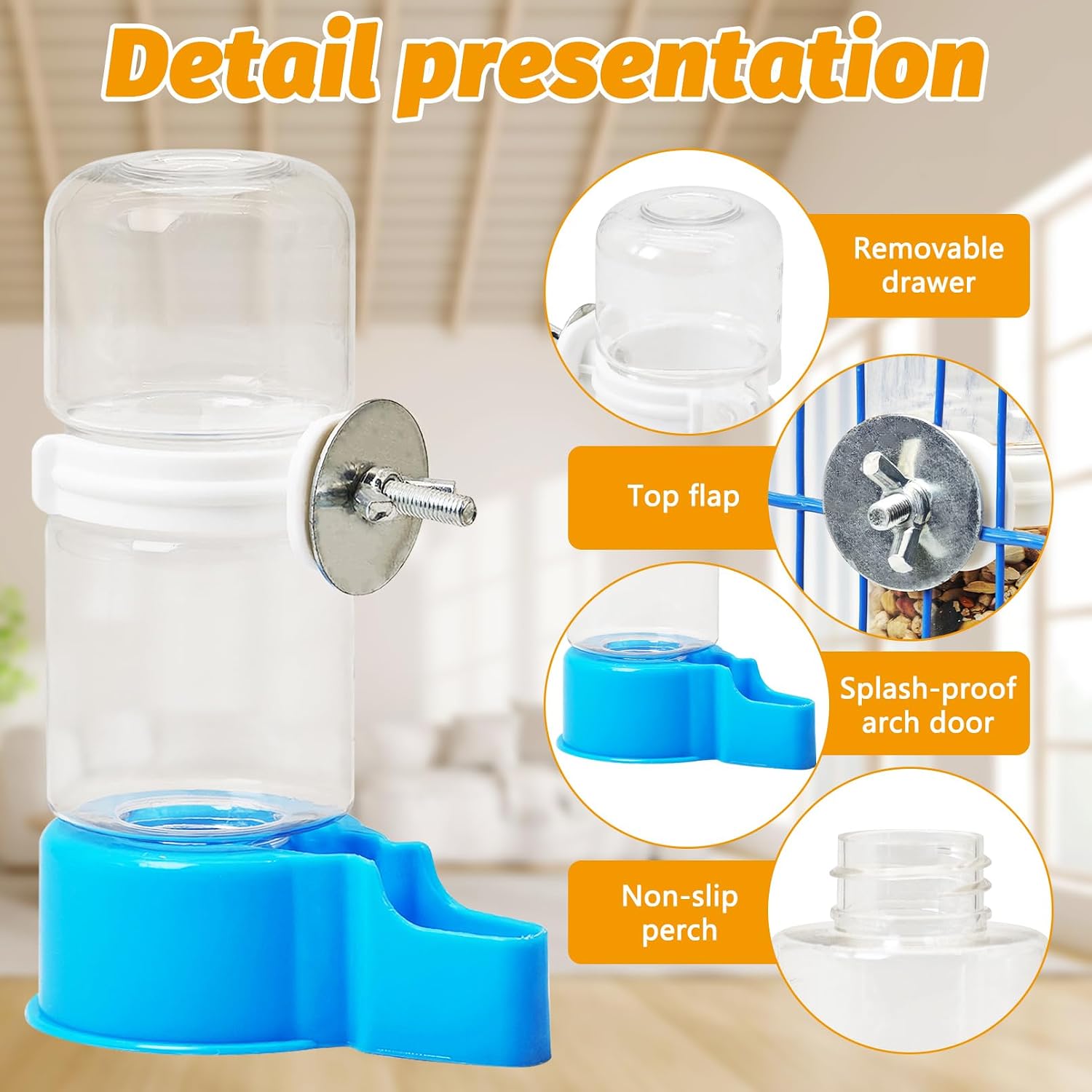 BNOSDM Automatic Bird Water Dispenser and Perch Platform for Cockatiels, Budgies, Parakeets image 4