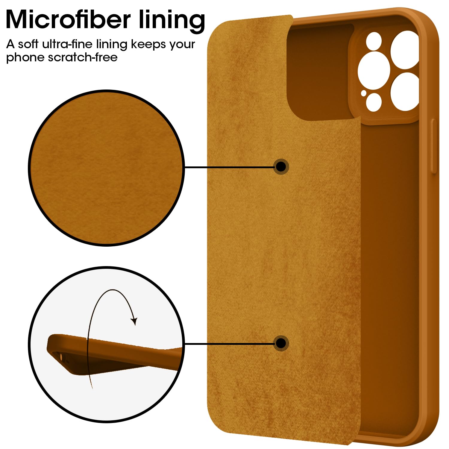KPPIT for iPhone 13 Pro Max Case Silicone,Shockproof Cover with Microfiber Lining 6.7 inch,Full-Body Protective for iPhone 13 Pro Max Phone Case(Brow) Brown - Image 3