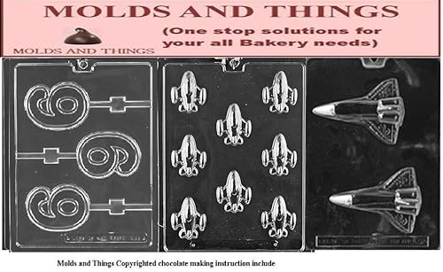 Number 6 Lolly Chocolate Candy Mold, Space shuttle and spaceship chocolate candy mold with molding Instructions