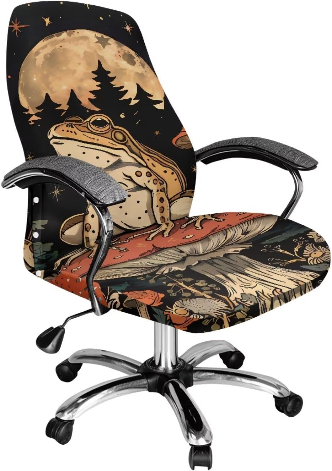 Frog Computer Office Chair Cover Universal Rotating Chair Slipcovers Protector Desk Chair Cover for High Back Chair Seat Backrest Removable Washable Decorates The Chair,L