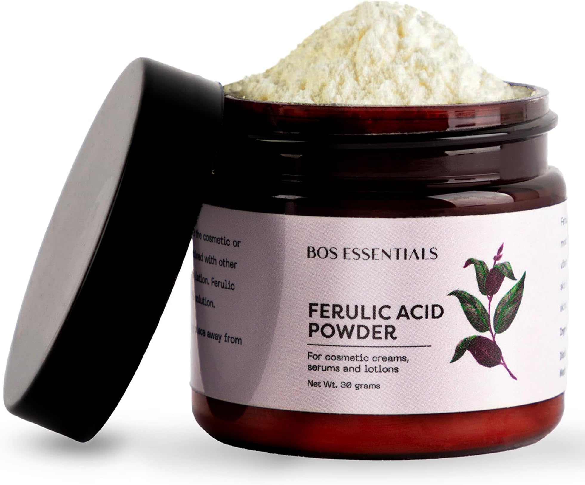 Pure Ferulic Acid Powder A potent antioxidant and radical destroyer Stabilizes Vitamin C and protects cells from environmental damage For use in DIY creams and serums