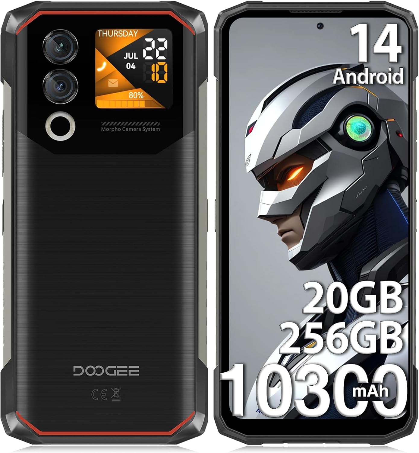 Blade10 Max Rugged Phone 6.56" 90Hz Display 20GB+256GB Rear Display 50MP AI Main Camera 10300mAh 18W Charge