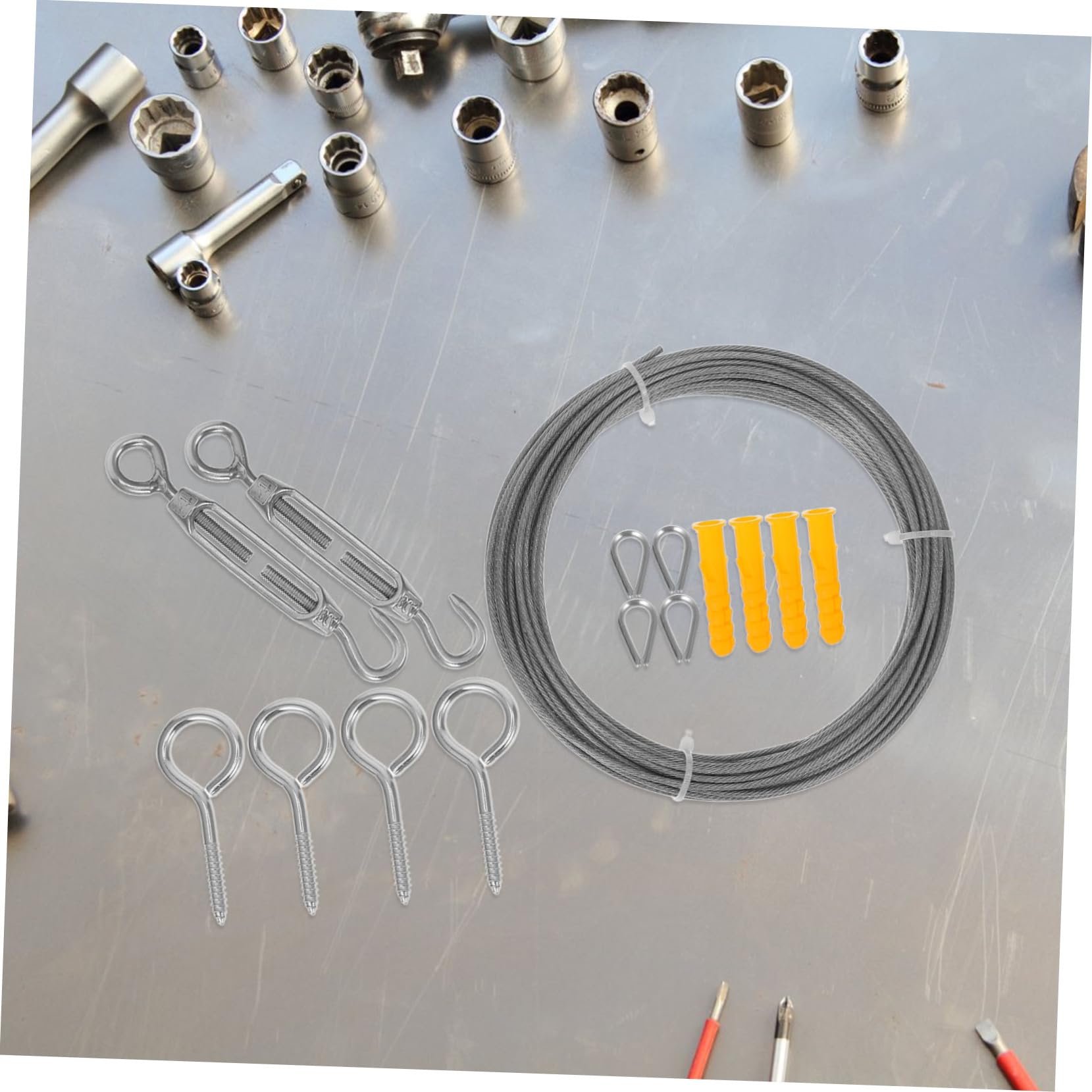 Gatuida Stainless Steel Cable Fence Stainless Steel Cable Railing Kit Cable Garden Stainless Steel Binding Wire Cable Wire Rope Indoor Hanging Rope Clothing Line Outdoor Silver PVC