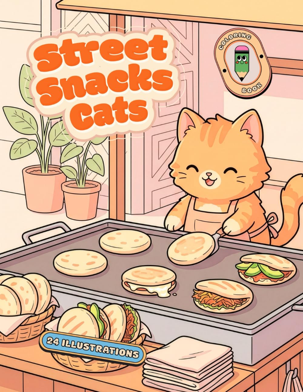 Street Snacks Cats Coloring Book