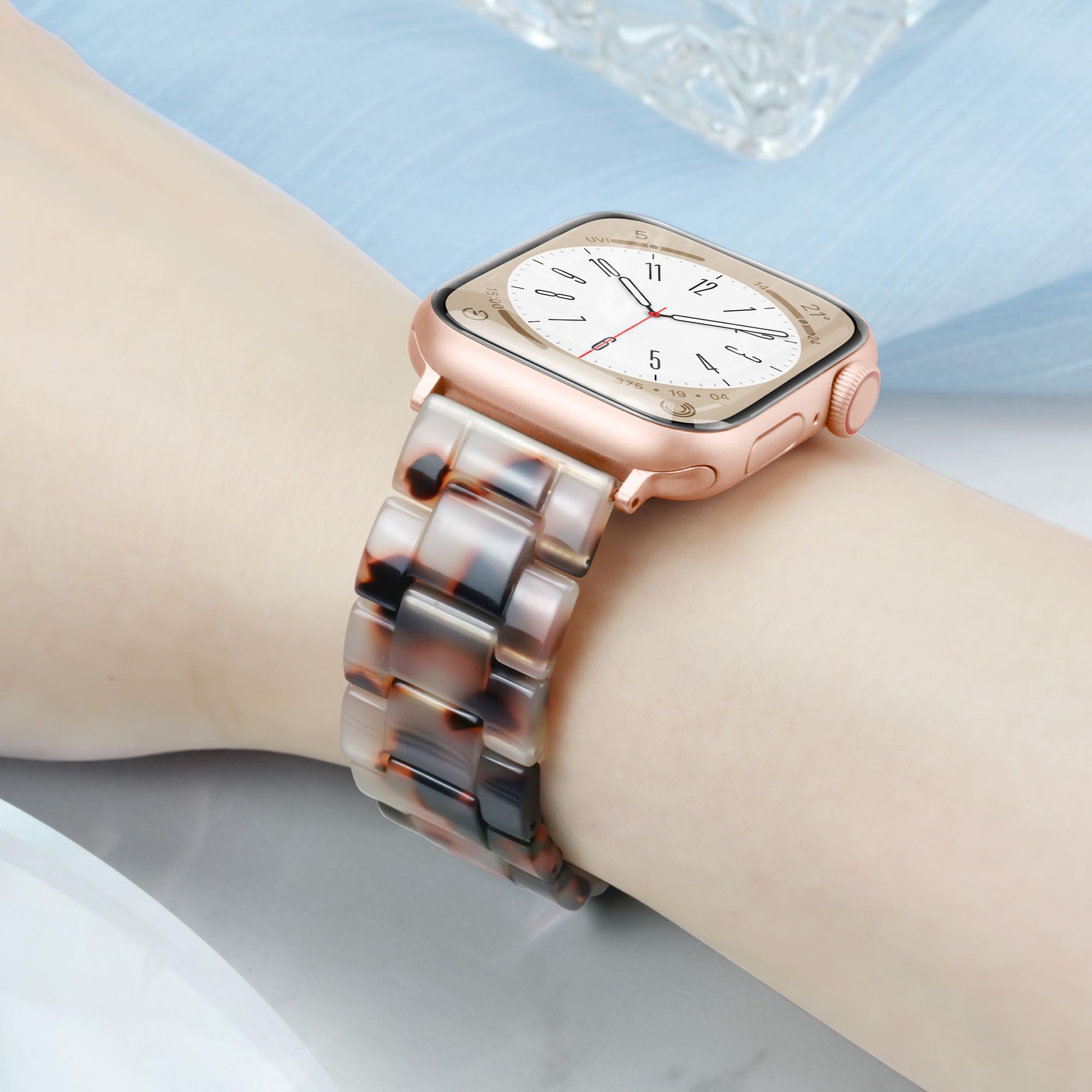 Melyis Resin Band for Apple Watch Bands 42mm 41mm 40mm 38mm fit Apple Watch Bands for Women 40mm iWatch Bands for Women Strap for Apple Watch Series 11 10 9 SE 8 7 6 5 4 3 2-Tortoiseshell Bro product thumbnail 7