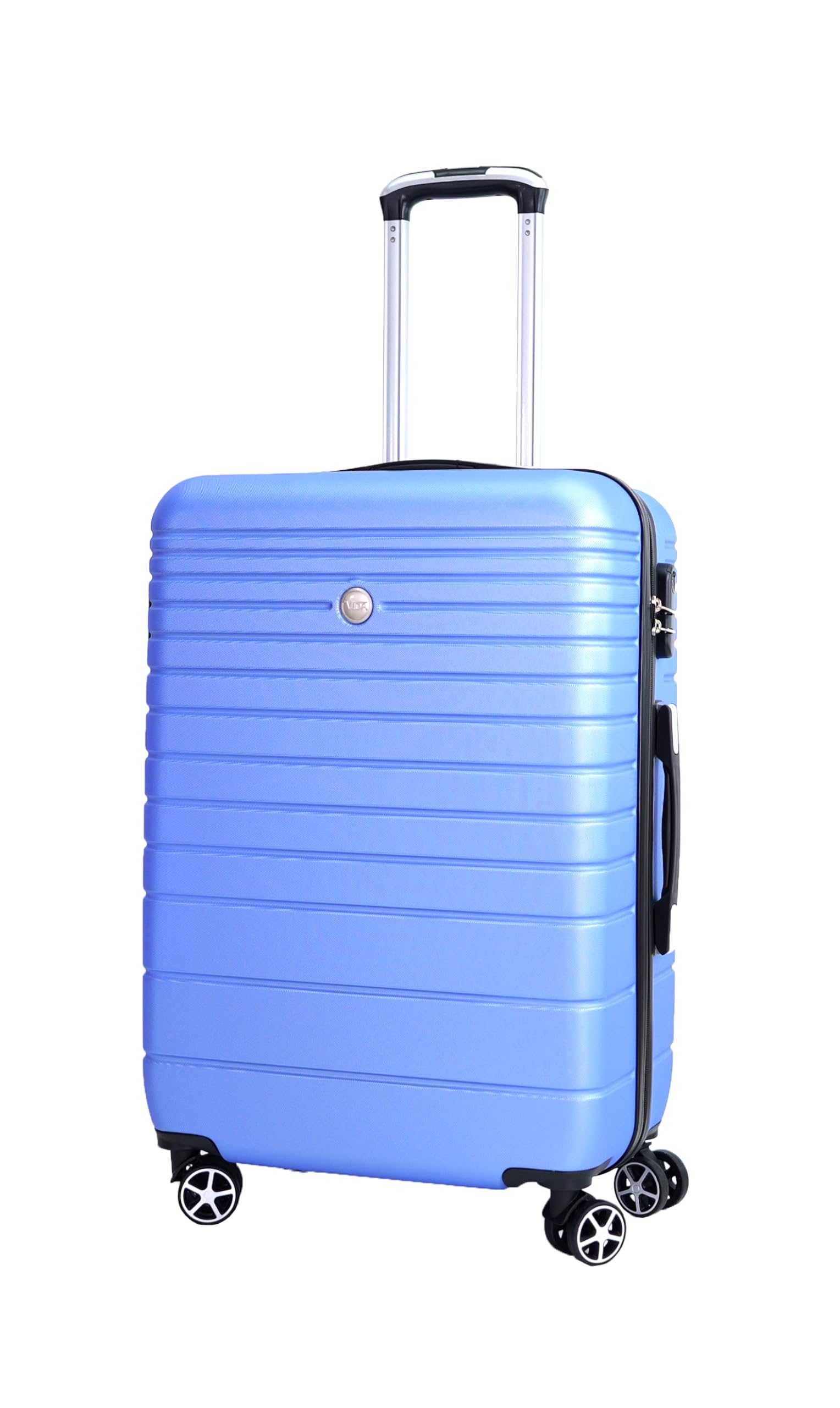 Valise Rigide VR611B roulettes Double Rapport Qualité/Prix (Bleu Argenté (Blue, M-SOUTE-68L-3.1Kg-47x27x67cm)