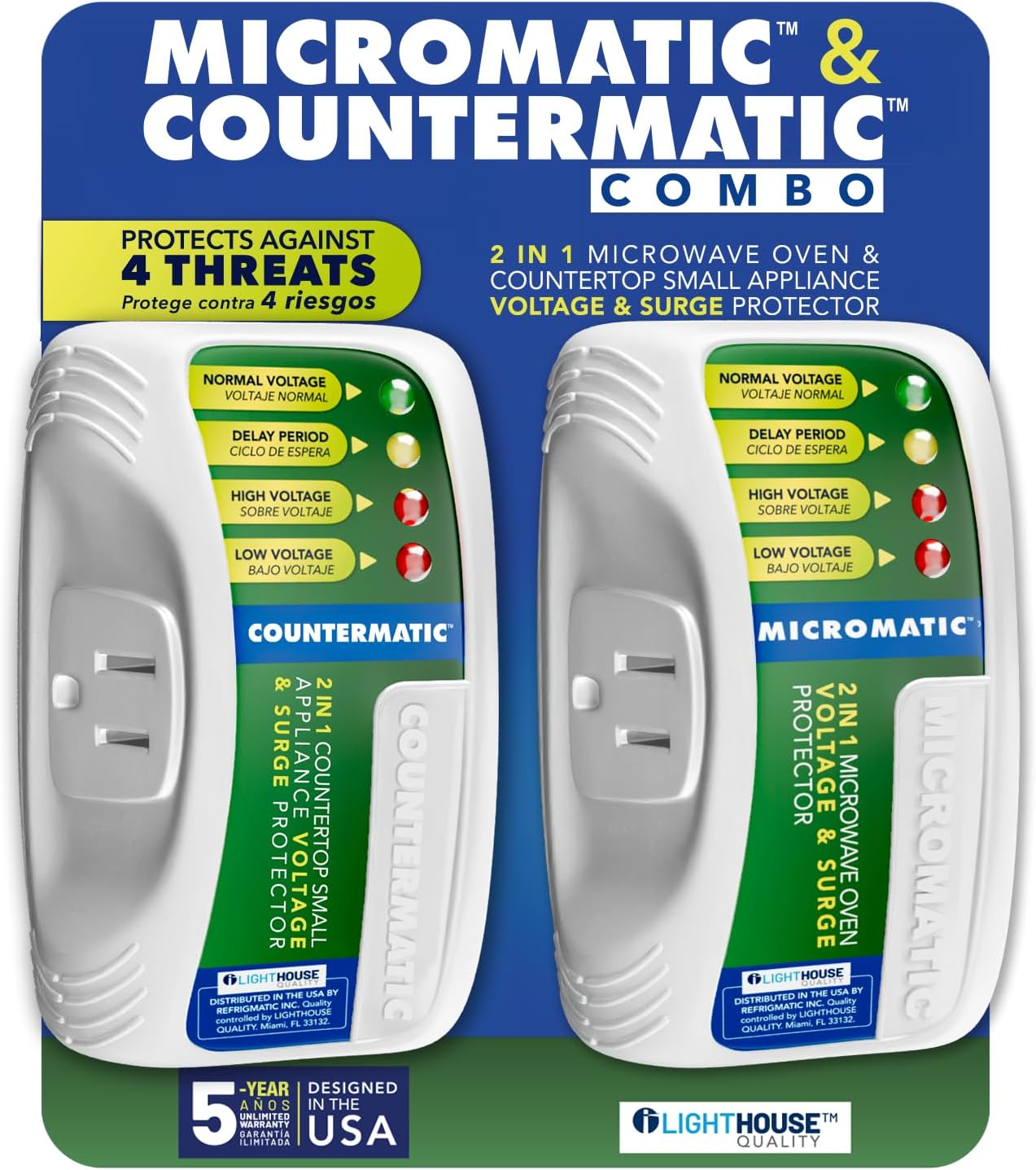Two Electronic Voltage & Surge Protector Combo Micromatic for Microwaves and Countermatic for Kitchen Appliances