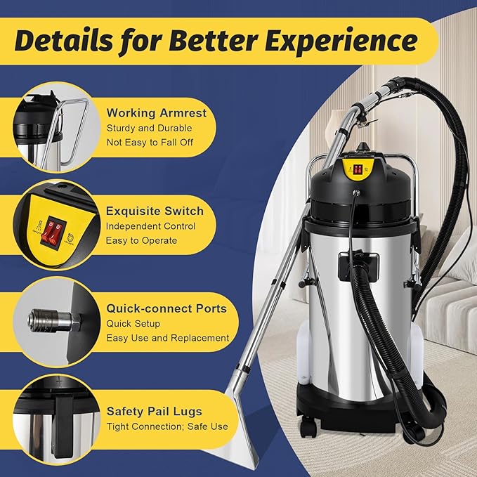 Limpiadora de Alfombras 40L, 110V, 1034W, Aspiradora Múltiple miniatura 8